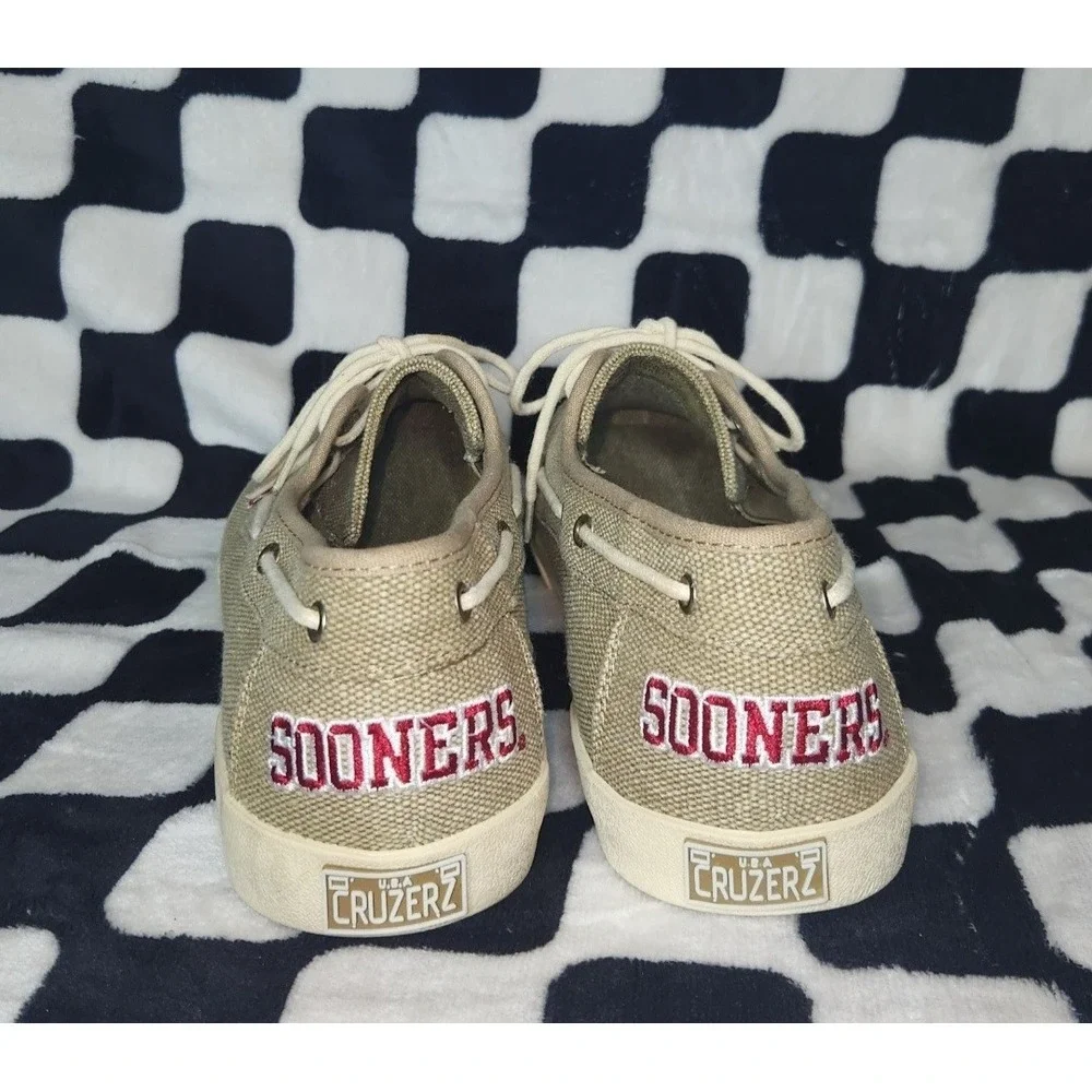 Oklahoma Sooners Captain Khaki Boat Shoes Men Size 11